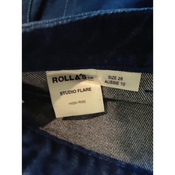 Rolla's Studio Flare Lou High Rise Button Fly Dark wash Retro Style (SOLD) - Picture 10 of 11